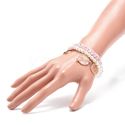 3Pcs 3 Style Shell Pearl & Glass Seed Beaded Stretch Bracelets Set BJEW-JB08705-02-1