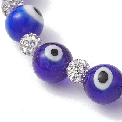 Handmade Evil Eye Lampwork Round Beads Stretch Bracelets for Women BJEW-JB13381-1