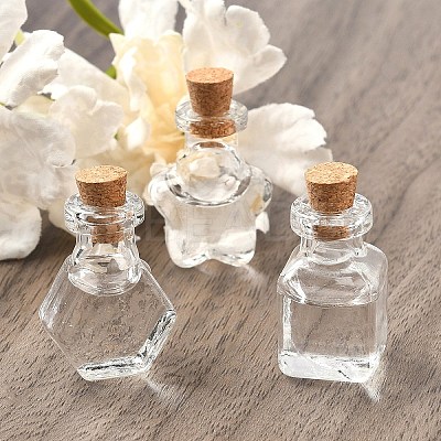 10Pcs 5 Styles Clear Glass Bottle for Bead Containers AJEW-YW0001-47-1