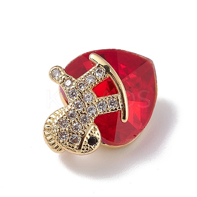 Real 18K Gold Plated Rack Plating Brass Micro Pave Clear Cubic Zirconia Pendants KK-C015-09G-06-1
