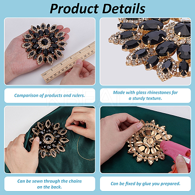 1Pc Flower Glass Rhinestone Cabochons Ornamenets Accessories FIND-FG0004-33D-1