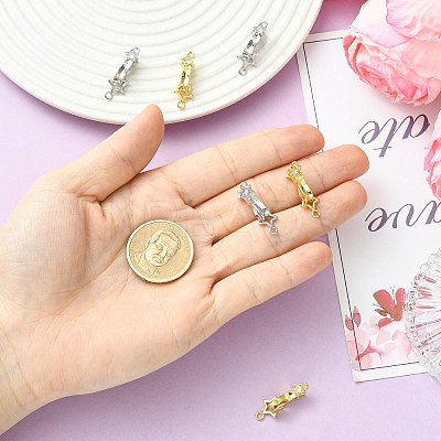 6Pcs 2 Colors Brass Micro Pave Clear Cubic Zirconia Interlocking Clasps KK-CJ0005-91-1