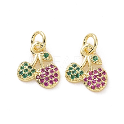Brass Micro Pave Cubic Zirconia Charms KK-E068-VF148-1