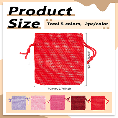 10Pcs 5 Colors Polyester Imitation Burlap Packing Pouches Drawstring Bags ABAG-LP0001-67B-1