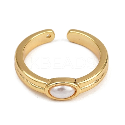 Brass & Oval ABS Imitation Pearl Cuff Rings LS-RJEW-S633-01G-1