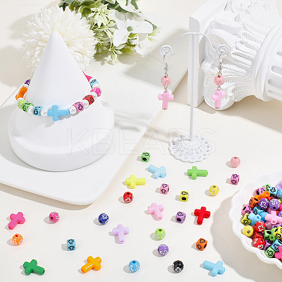 800Pcs 3 Styles Cross Theme Acrylic Beads MACR-PA0001-45A-1