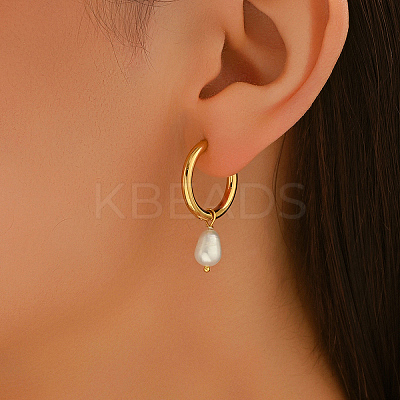 Stainless Steel Teardrop Hoop Earrings WK1749-1