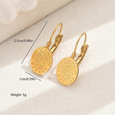 304 Stainless Steel Coin Hoop Earrings GM0292-1