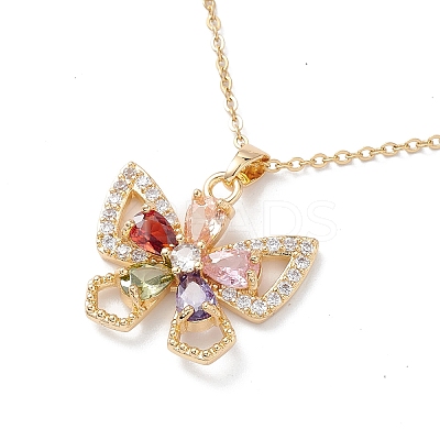 Colorful Cubic Zirconia Pendant Necklace NJEW-F307-02C-1