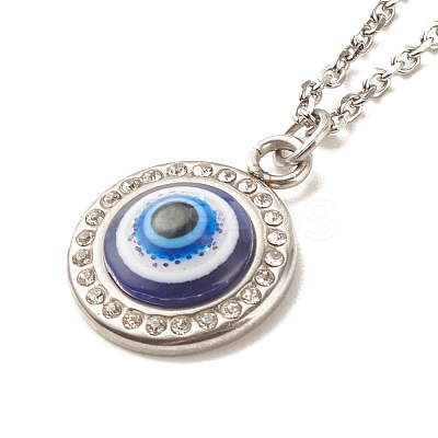 Non-Tarnish Stainless Steel Evil Eye Pendant Necklace for Women NJEW-JN03893-1