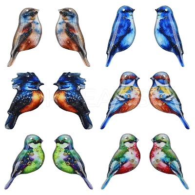 6 Sets 6 Styles Epoxy Resin Pendants RESI-YW0006-38-1