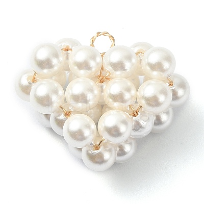 Shell Pearl Copper Wire Wrapped Pendants PALLOY-TA00046-1