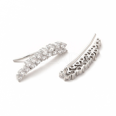 Brass Micro Pave Cubic Zirconia Stud Crawler Earrings EJEW-H091-32P-1