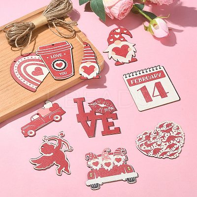 30Pcs 10 Styles Single Face Printed Wood Big Pendants Kit WOOD-CJC0011-11-1