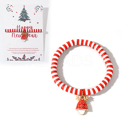 Elegant Christmas Handmade Polymer Clay Heishi Beaded Stretch Bracelets MV9996-40-1