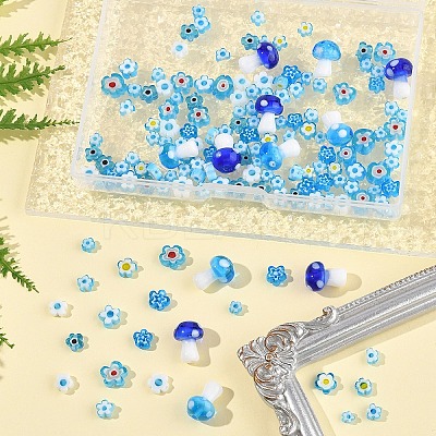 156Pcs 9 Styles Handmade Millefiori Glass Beads LAMP-FS0001-33-1