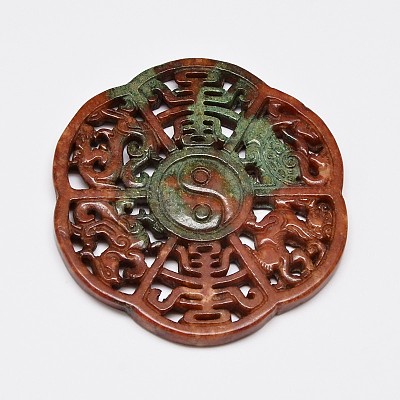 Mixed Style Natural Henan Jade Big Pendants G-O028-01-1