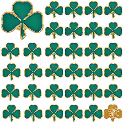 60Pcs Shamrock Alloy Enamel Pin JEWB-SC0001-87-1