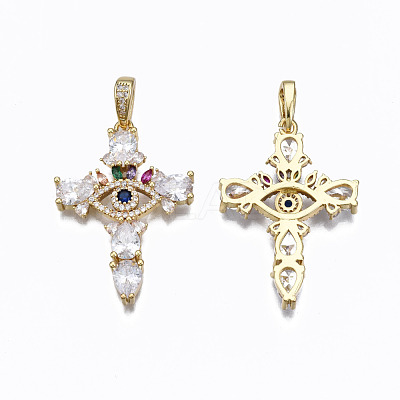 Brass Micro Pave Clear Cubic Zirconia Pendants ZIRC-N039-152-NF-1