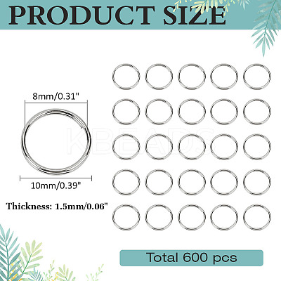 600Pcs 304 Stainless Steel Split Rings STAS-ME0002-55-1