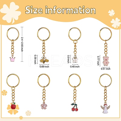 8Pcs Alloy Enamel Pendants Keychain KEYC-SW00003-02-1