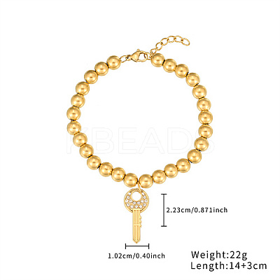 304 Stainless Steel Crystal Rhinestone Ball Beaded Bracelets with Pendants DM8226-4-1
