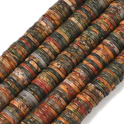 Natural Polychrome Jasper/Picasso Stone/Picasso Jasper Beads Strands G-G329-B03-8x1mm-1