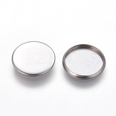 Tarnish Resistant Flat Round 304 Stainless Steel Plain Edge Bezel Cups STAS-S028-29-1