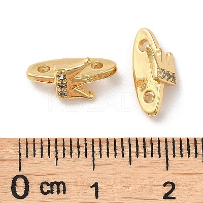 Brass Micro Pave Clear Cubic Zirconia Slide Charms KK-P239-20G-1