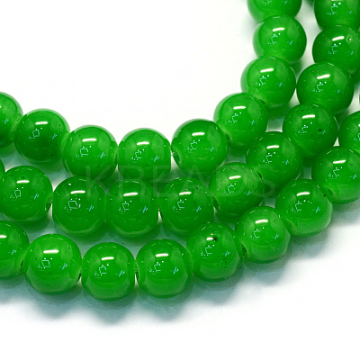 Baking Paint Imitation Jade Glass Round Bead Strands X-DGLA-Q021-6mm-10-1