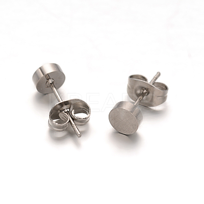 Tarnish Resistant Flat Round 304 Stainless Steel Stud Earrings EJEW-O052-08P-1