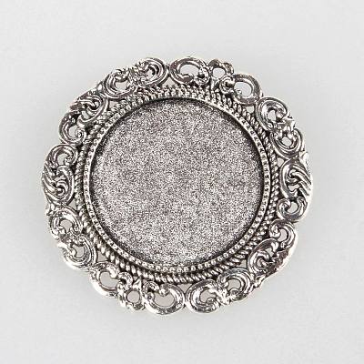 Tibetan Style Alloy Brooch Cabochon Settings X-PALLOY-N0085-70AS-1