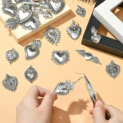 24Pcs 12 Styles Tibetan Style Alloy Pendantss FIND-CJ0002-38-1
