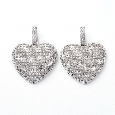 Brass Micro Pave Clear Cubic Zirconia Pendants KK-I658-36P-1