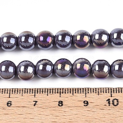 Electroplate Opaque Glass Beads Strands GLAA-T032-P8mm-AB15-1