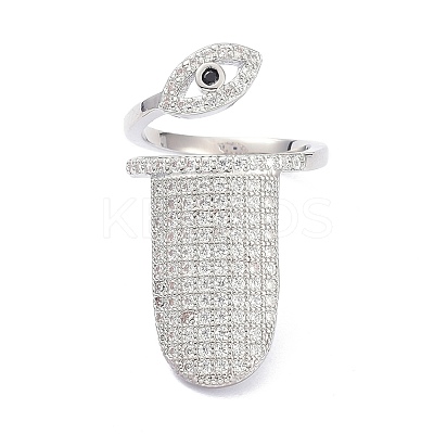 Brass Micro Pave Cubic Zirconia Fingernail Rings RJEW-D115-04P-1