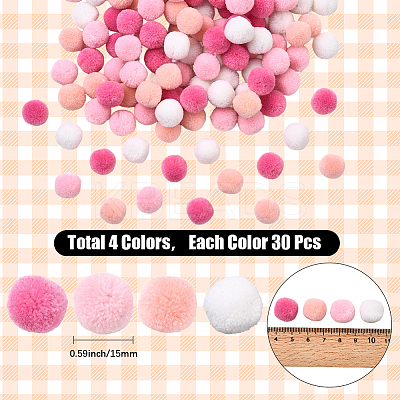 120Pcs 4 Colors Polyester Pompom Ball FIND-SC0019-66B-1