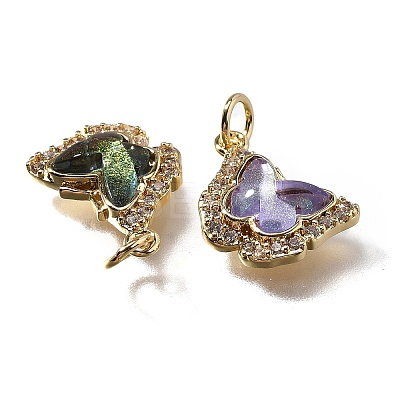 Brass Micro Pave Cubic Zirconia Pendants KK-Q043-03G-1