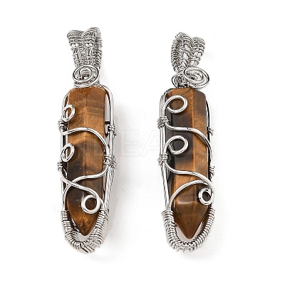 Natural Tiger Eye Pendants G-K338-28P-04-1