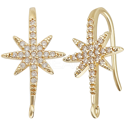 10Pcs Rack Plating Brass Pave Cubic Zirconia Earring Hooks KK-BBC0010-57-1