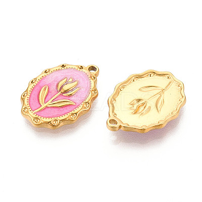 304 Stainless Steel Enamel Pendants STAS-N110-27B-G-1