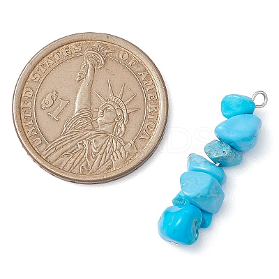 Gradient Color Natural Aquamarine & Natural Lapis Lazuli & Synthetic Turquoise Chip Beaded Pendants PALLOY-JF02791-02-1