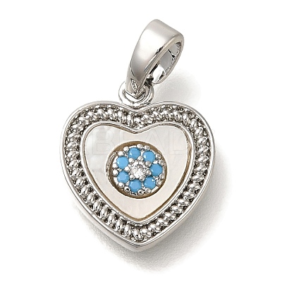Brass Micro Pave Cubic Zirconia and Shell Pendants KK-K388-77P-02-1