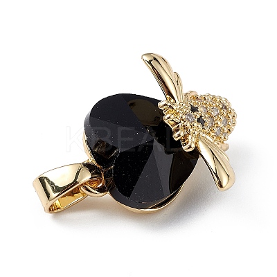 Real 18K Gold Plated Rack Plating Brass Micro Pave Clear Cubic Zirconia Pendants KK-C015-32G-06-1