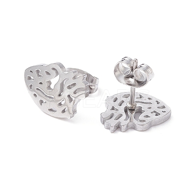 Non-Tarnish Anatomical Heart 304 Stainless Steel Stud Earrings for Women LS-EJEW-Z017-07P-1