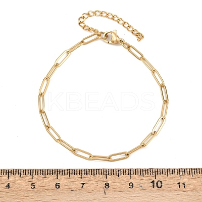 201 Stainless Steel Paperclip Chains Bracelets for Women BJEW-G767-01E-G-1