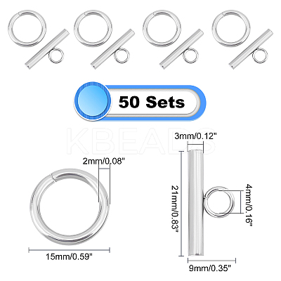 50 Sets 304 Stainless Steel Toggle Clasps STAS-UN0037-39-1