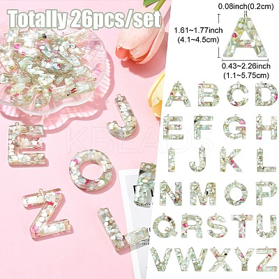 26Pcs 26 Styles Transparent Epoxy Resin Pendants CRES-YW0002-28N-1