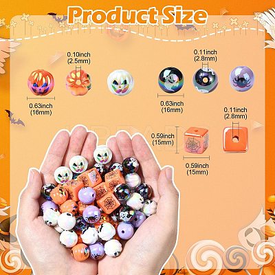 Halloween Theme Plating Acrylic Beads OACR-CJC0009-08-1