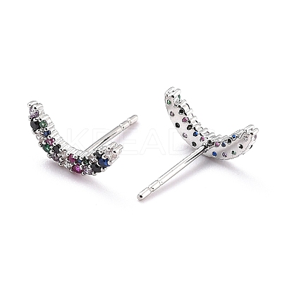 Moon Sparkling Cubic Zirconia Stud Earrings for Her ZIRC-C025-13P-1